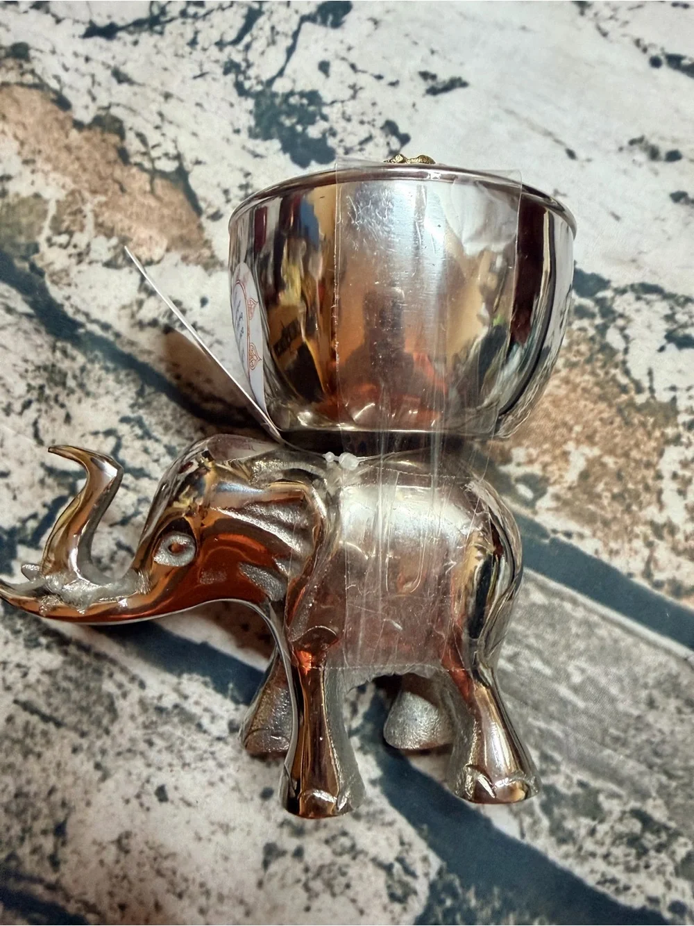 Handmade Silver Elephant Trinket Box Hammered Lid India Boho Vanity Decor